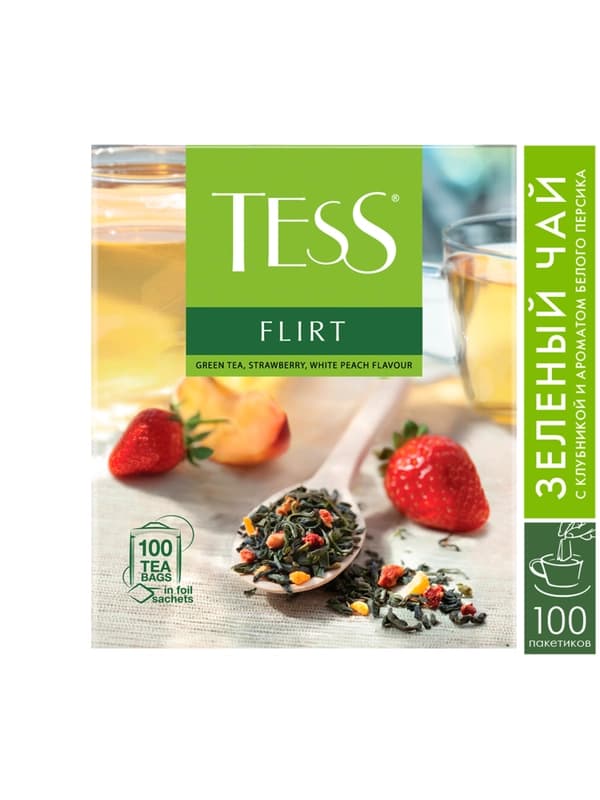 Зеленый чай Tess Flirt, 150 гр, 100 шт, 1.5g