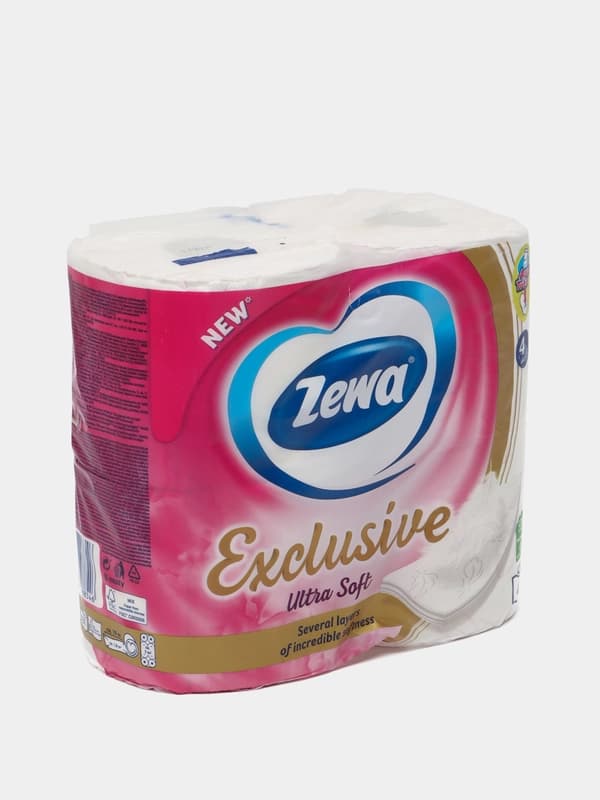 Туалетная бумага Zewa Exclusive UltraSoft 4 слоя, 4 рулона