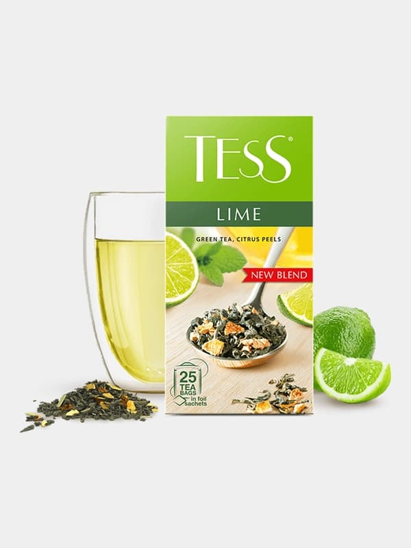 Зеленый чай Tess Lime, 1.5 г, 25 пакетиков