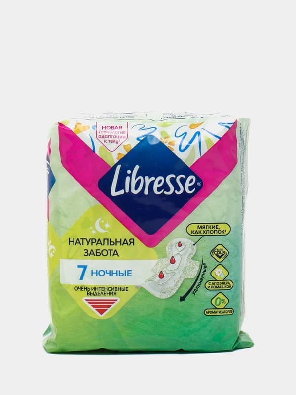 Прокладки Libresse Natural Care Maxi Ночные, 7 шт, 6 капель