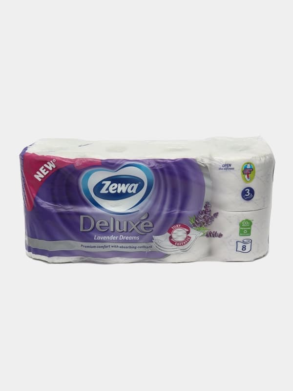 Туалетная бумага Zewa Deluxe Lavender Dreams, 3 слоя, 8 рулонов, лаванда